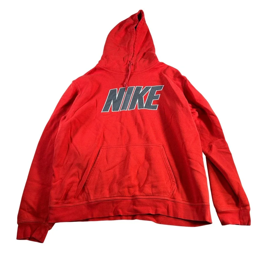 Nike Red Hoodie Sweatshirt Pullover Athletic Logo Size Womens XXL Cropped
